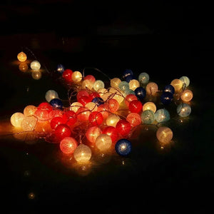 Guirlande LED boules de coton multicolore 40 LEDs 6 mètres