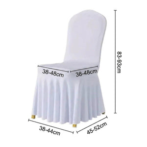 Schéma des dimensions de la housse de chaise blanche en centimètres