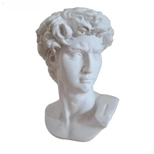 Buste de David en résine blanche sur fond blanc