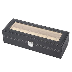 Coffret à montres 6 emplacements cuir noir vue 7