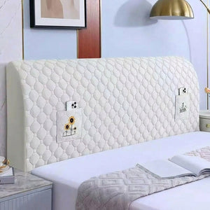 Housse de tête de lit matelassée beige clair avec surpiqûres 3D en nid d'abeille