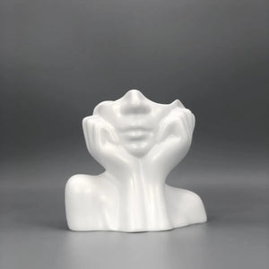Vase céramique visage abstrait coloris blanc vue produit