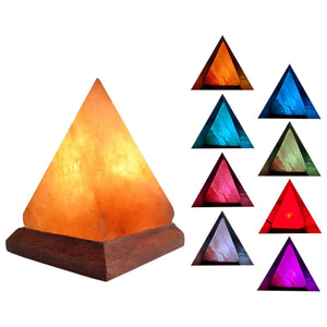 Lampe pyramide en sel de l'Himalaya avec dégradé de huit couleurs RGB