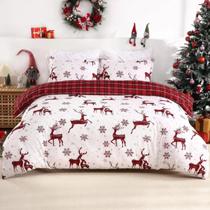 Parure de lit de Noël avec tête de renne en céramique et lampe sur table de chevet