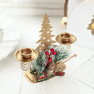 Bougeoir de Noël doré en métal décoration de table festive vue 4