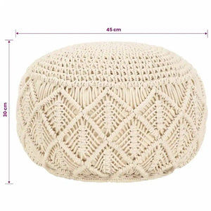 Dimensions du pouf en macramé 45 cm de diamètre et 30 cm de hauteur
