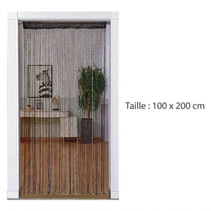 Schéma des dimensions du rideau à cordes perlées 100 x 200 cm