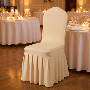 Housse de chaise couleur champagne à jupe plissée