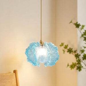 Suspension fleur en acrylique bleu à une lumière allumée