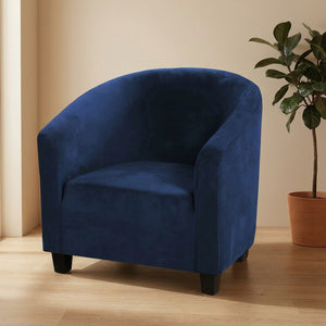 Housse de fauteuil club en velours Bleu marine installée sur un cabriolet