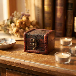 Boite à bijoux bois vintage chinois bureau bougies livres