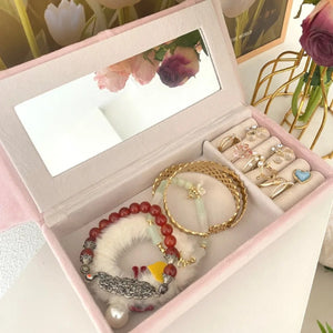Collection boîtes à bijoux mini meubles velours rose