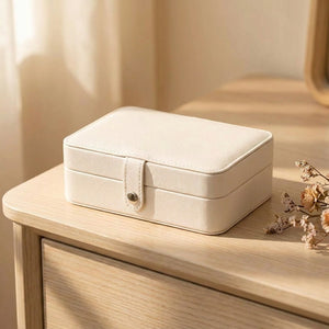 Boîte à bijoux compact cuir PU couleur blanche