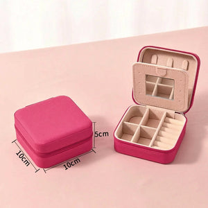 Boite à bijoux de voyage cuir PU Rose rouge