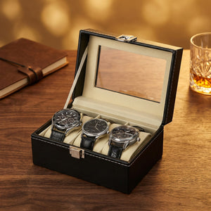 Boîte à montres 3 emplacements en cuir PU