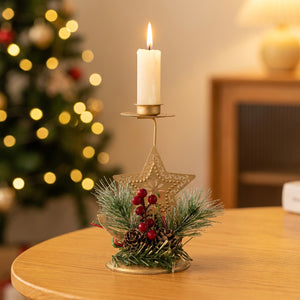 Bougeoir de Noël en métal doré modèle étoile