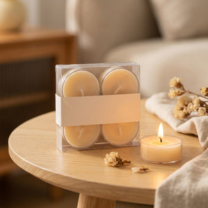Lot de 4 bougies parfumées beige crème en cire de soja