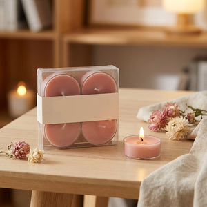 Lot de 4 bougies parfumées rose poudré en cire de soja