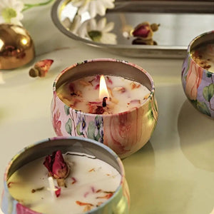 Détail boîte mandala bohème étain bougie parfumée