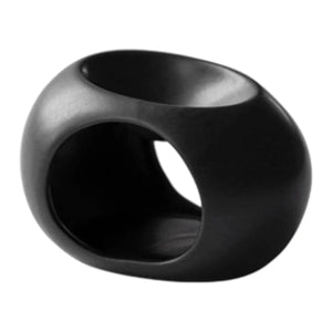 Brûle-parfum céramique noir mat, vue de face sur fond blanc