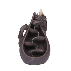 Brûleur d'encens dragon céramique fond neutre