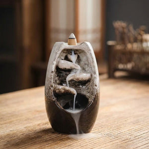 Brûleur d'encens cascade en céramique Beige