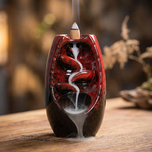 Brûleur d'encens cascade en céramique Rouge