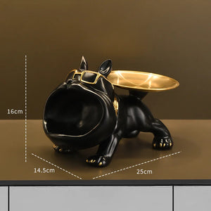 Dimensions sculpture bulldog noir 16cm H x 14,5cm L x 25cm