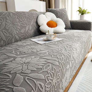 Housse de canapé jacquard camélia gris foncé