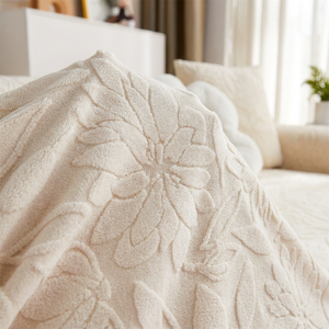 Détail tissu jacquard camélia beige