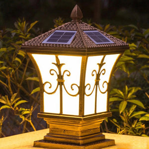Lanterne solaire bronze lumière chaude jardin