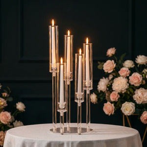 Chandelier acrylique transparent à 5 bras pour centre de table et décoration de mariage