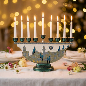 Chandelier Menorah 9 branches aluminium style classique