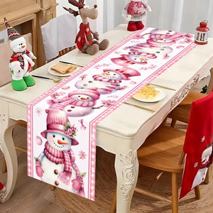 Chemin de table Noël - Bonhomme de Neige Rouge