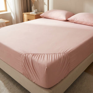 Drap-housse en coton égyptien coloris rose