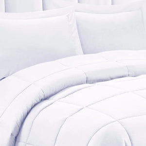 Détail du piquage en caissons de la couette microfibre blanche