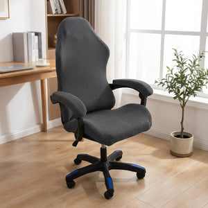 Housse de chaise gaming gris foncé en tissu maille