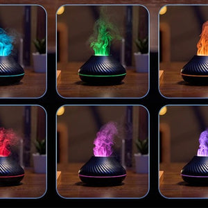 Diffuseur volcanique 6 modes LED couleurs cyan vert orange rouge rose violet