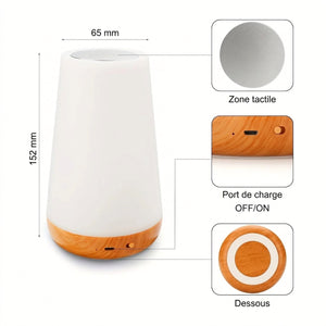 Schéma des dimensions de la lampe tactile 152 mm de hauteur et 65 mm de largeur