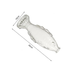 Dimensions vase poisson en verre : 26 cm hauteur, 10 cm largeur base