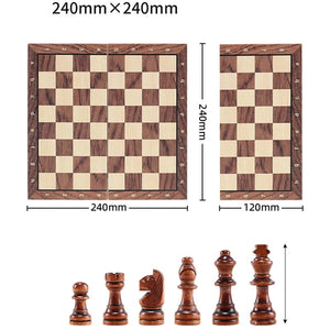 Dimensions du jeu d'échecs taille 24 cm échiquier 24 x 24 cm plié 24 x 12 cm