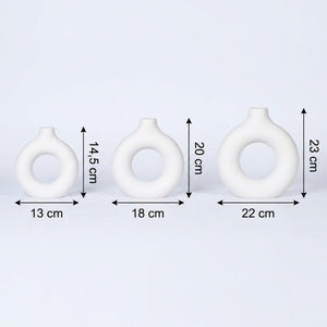 Dimensions des vases anneau en centimètres pour les tailles S M et L