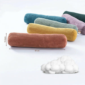 Dimensions du traversin cylindrique en velours côtelé, 15,2 x 61 cm
