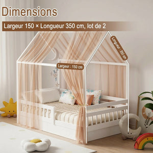 Dimensions du ciel de lit enfant 150 x 350 cm lot de 2