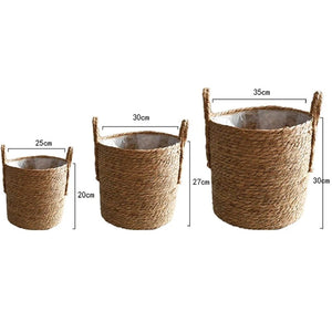 Dimensions cache-pot panier paille S M L en cm