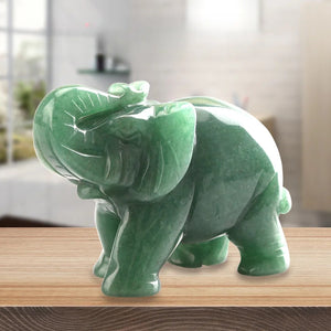 Figurine éléphant en aventurine verte naturelle