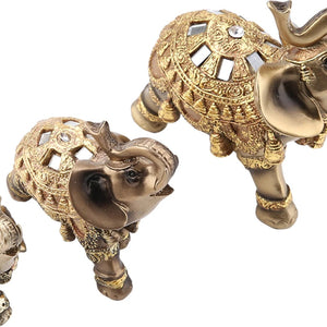 Détail statues éléphant Feng Shui finition or et bronze