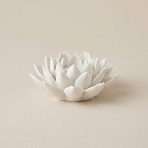 Brûleur d'encens modèle Lotus en céramique blanche artisanale