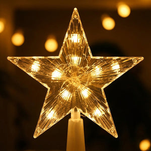 Étoile LED lumière chaude dorée pour sapin