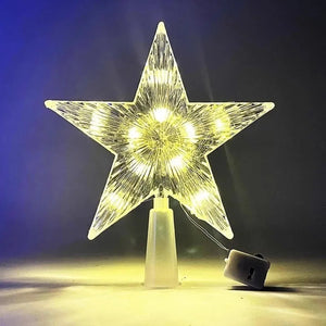Étoile LED transparente allumée en blanc chaud